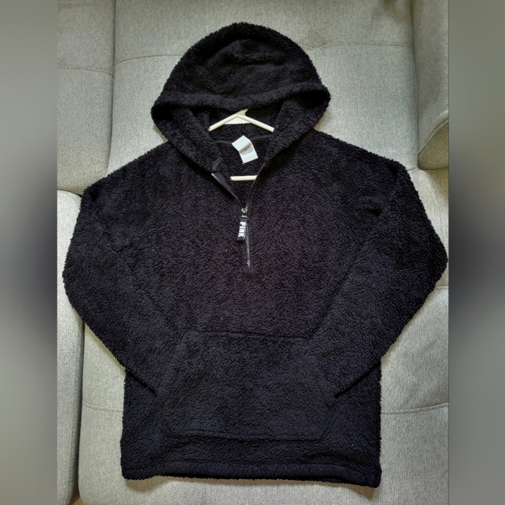 VS PINK Sherpa Hoodie - size XS, oversized fit